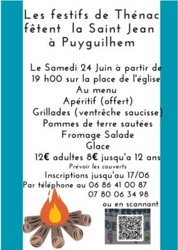 Feu de la Saint Jean le 24 juin à Puyguilhem