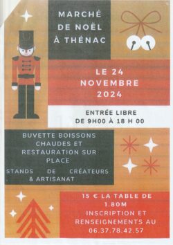 Marché de Noël, ce Dimanche 24 novembre à Thénac.