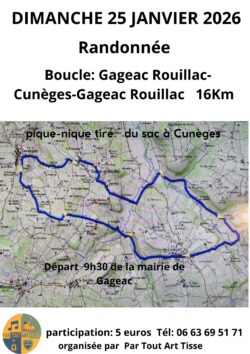 Randonnée Gageac et Rouillac, dimanche 25 janvier